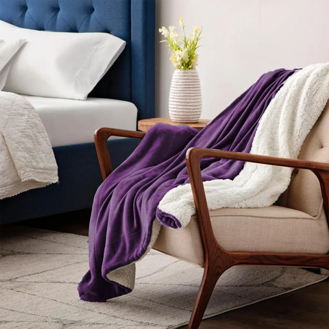 Plum Sherpa Throw Blanket