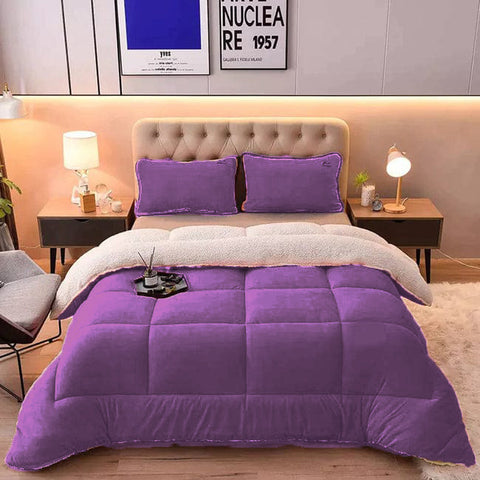 Purple Quilted Fleece Sherpa Comforter