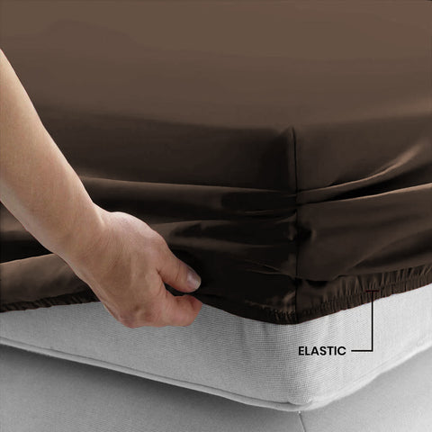 3 Pcs Fitted Sheet Set-Chocolate Brown