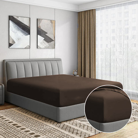 3 Pcs Fitted Sheet Set-Chocolate Brown