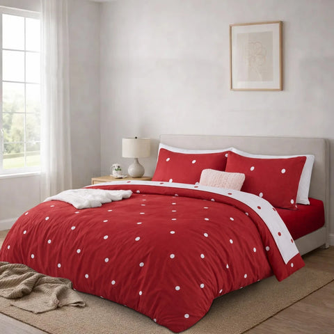 3Pcs Dotted Soft Satin Bedsheet