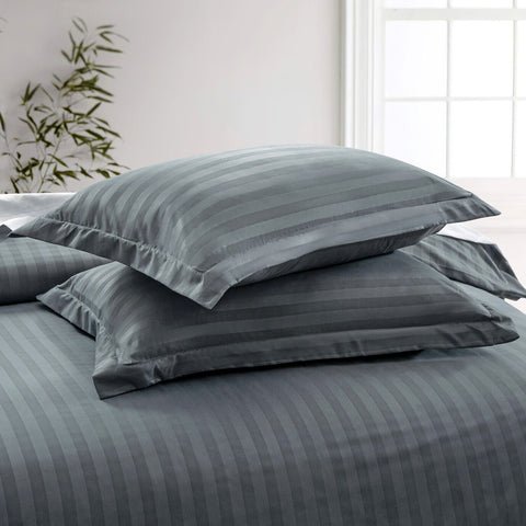 Charcoal  Embossed Luxury Stripe Bedsheet