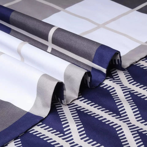 Navy & White Check Soft Satin Bedsheet