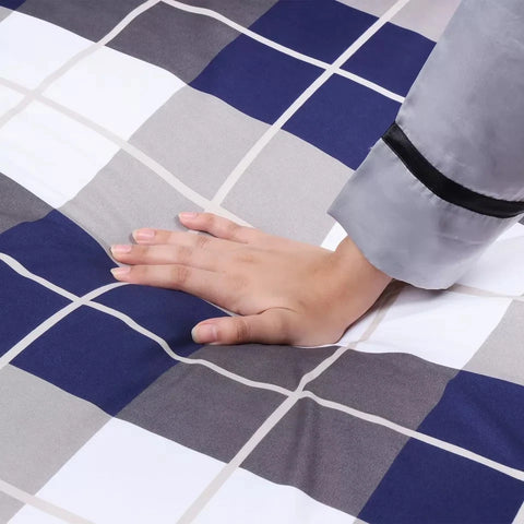 Navy & White Check Soft Satin Bedsheet