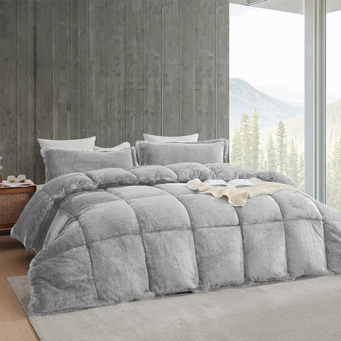 Silver Quilted Fleece Razai