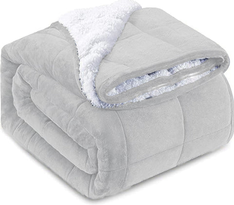 Grey Square Sherpa Blanket