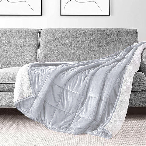 Silver Square Sherpa Blanket
