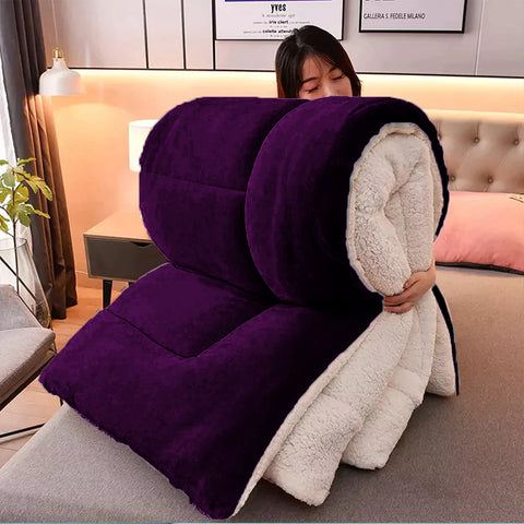 Plum  Quilted Fleece Sherpa Comforter