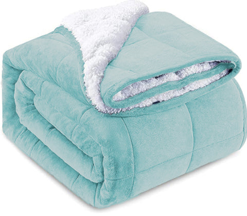 Teal Square Sherpa Blanket