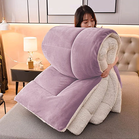 Lavender Quilted Fleece Sherpa Comforter