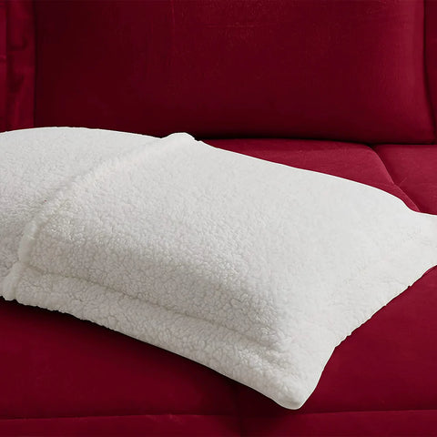 Burgundy Quilted Fleece Sherpa  Comforter