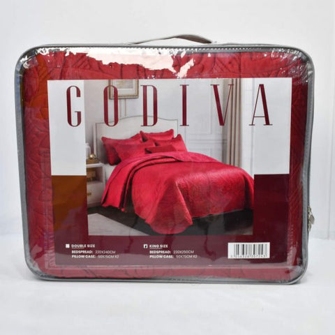 Burgundy Jacquard Bedspread Set