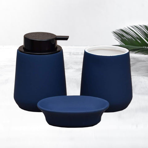 3Pcs Matte Blue bath Accessories Set