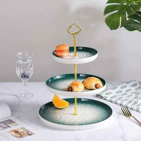 Ceramic Tray 3 Tier Nordic Style Round