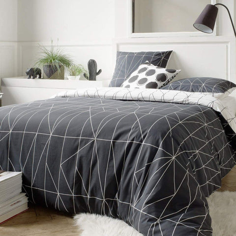 Black Diamond Cotton Satin Duvet Cover Set