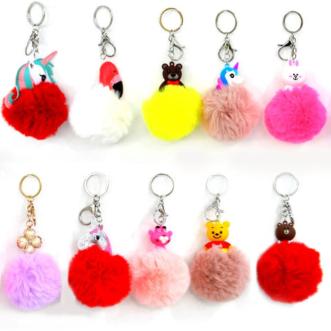 Keychain- Fluffy Ball Hanging