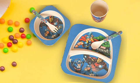 5Pcs Melamine Kids Dinnerware Set