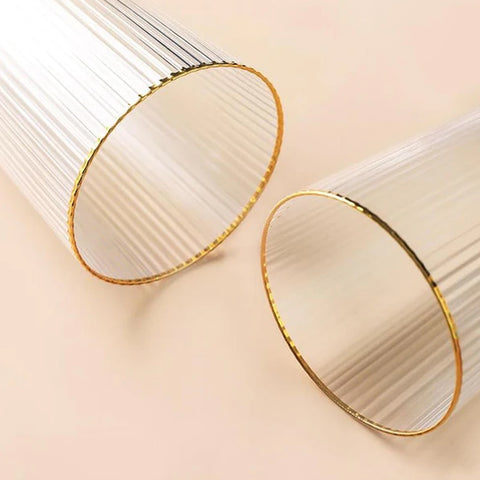 6 Pcs Stripe Gold Rim Glass Set