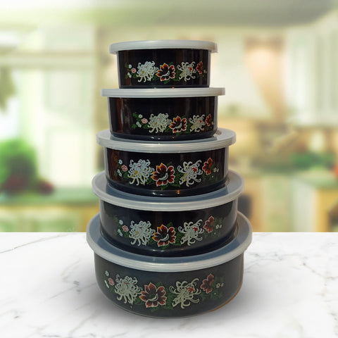 5Pcs Navy Blue Stainless Steel Bowls