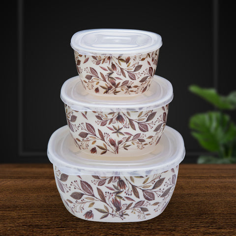 3Pcs Blue Floral Melamine Bowls