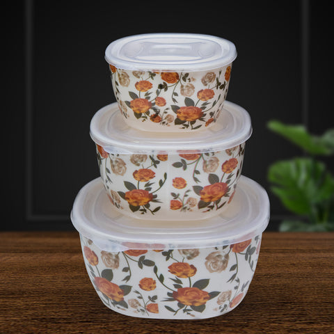 3Pcs Purple Rose Melamine Bowls