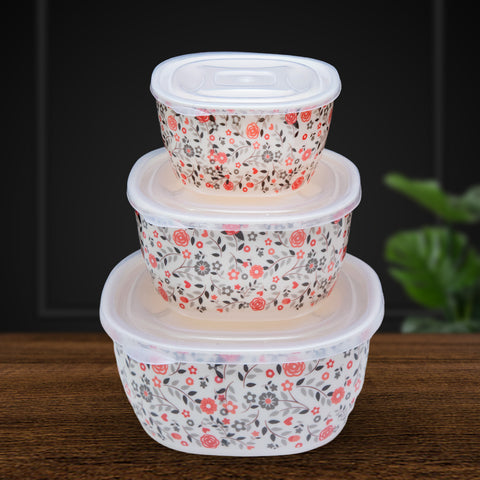 3Pcs Blue Floral Melamine Bowls