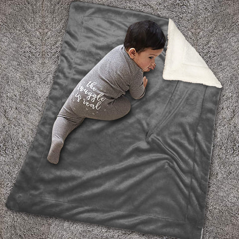 Grey Fluffy Sherpa Blanket