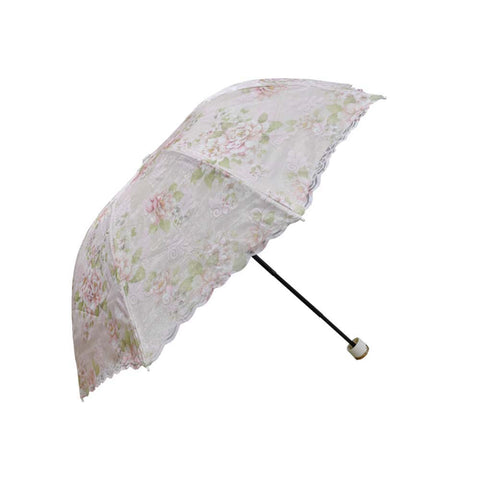 Light Pink Floral Embroidered Umbrella