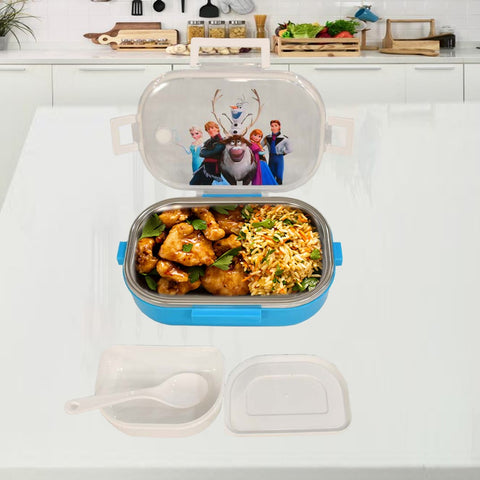 Blue Lunch Box for kids- Cartoon Character Stainless Steel