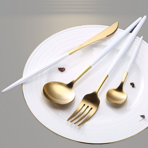 4Pcs Stainless Steel White Cutlery Set