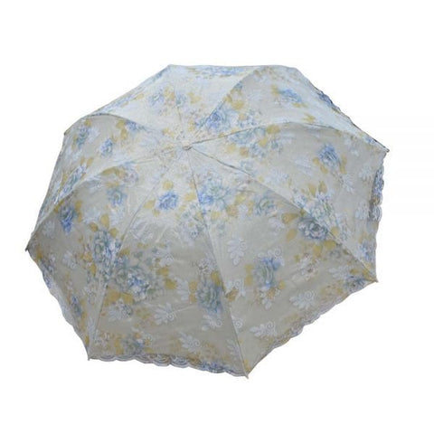 Light Blue Floral Embroidered Umbrella