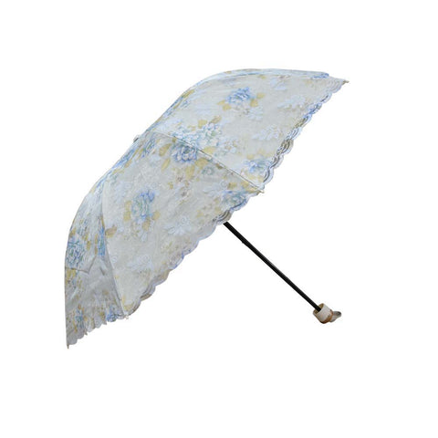 Light Blue Floral Embroidered Umbrella