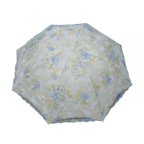 Light Blue Floral Embroidered Umbrella