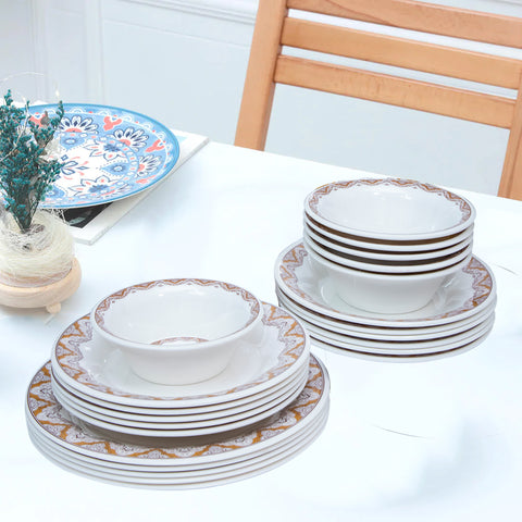 24Pcs Zig Zag Melamine Dinner Set