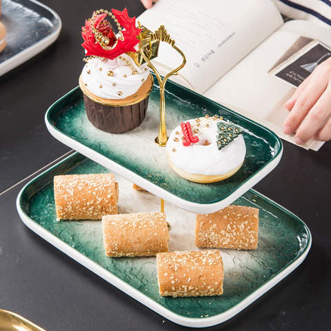 2 Tier Ceramic Tray European Style
