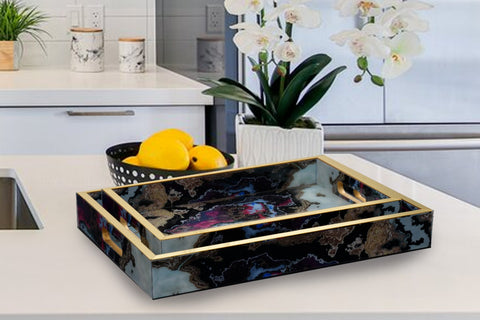 Serving Tray Modern Art Wooden- (Pair)