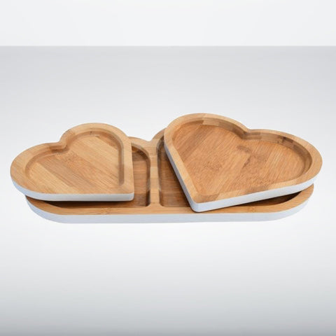 Heart Shape Bamboo Snack Plate Pack
