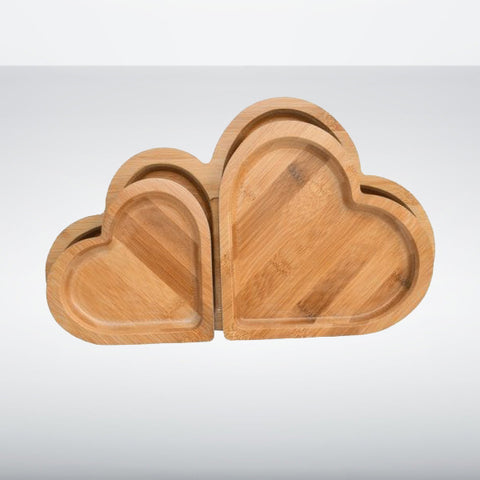 Heart Shape Bamboo Snack Plate Pack