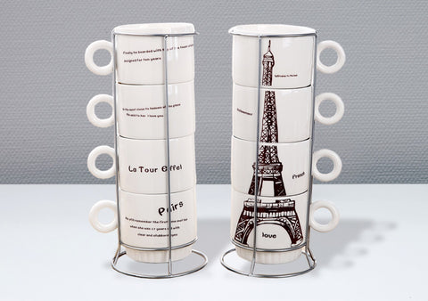 5Pcs Eiffel Tower Mug Stack