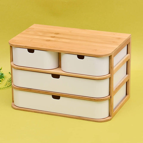 Tessie And Jessie Bamboo Wooden Storage Box With 4 Drawers