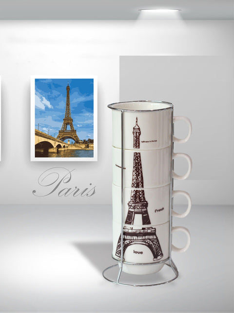 5Pcs Eiffel Tower Mug Stack