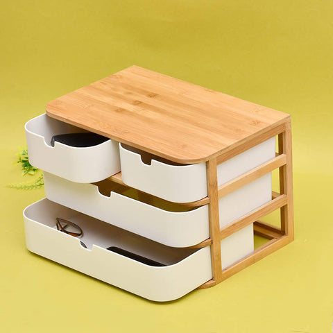 Tessie And Jessie Bamboo Wooden Storage Box With 4 Drawers