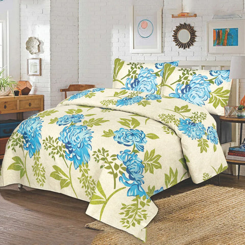 Euro Green Soft Satin floral Bedsheet