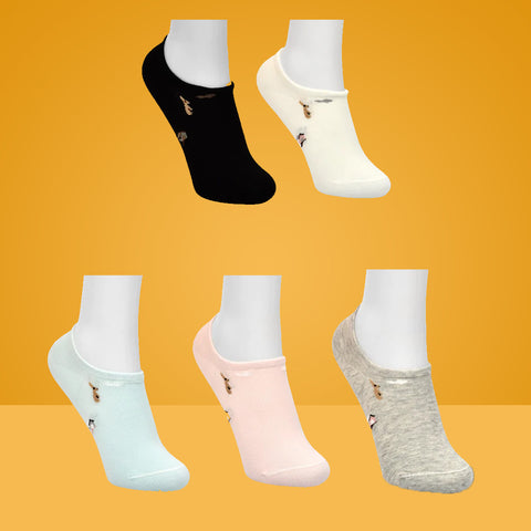 5 Packs Escentric Design Premium Cotton No Show Ankle Socks
