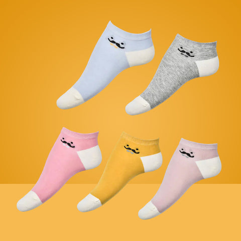 5 Packs Premium Multi Color Cotton Liner Extra Cut No Show Socks