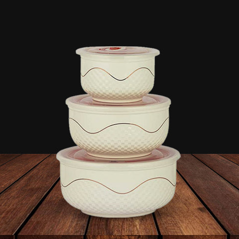 3Pcs Embossed Ceramic Bowls