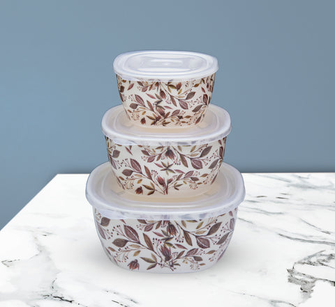 3Pcs Blue Floral Melamine Bowls