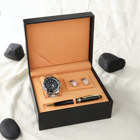 Men's Stainless Steel wrist Watch Gift Set
