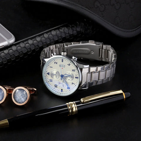 Men's Stainless Steel wrist Watch Gift Set