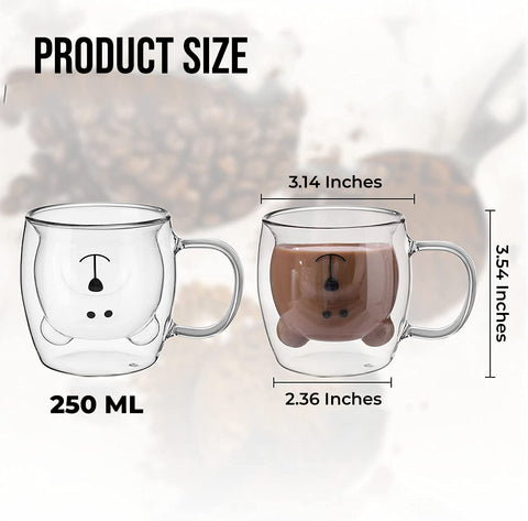 Cool Teddy Bear Double Wall Round Shape Coffee Cup